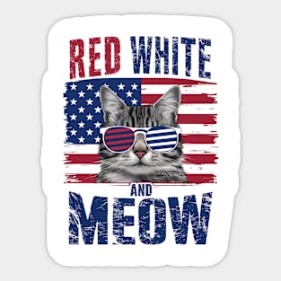 Red White And meow Sticker